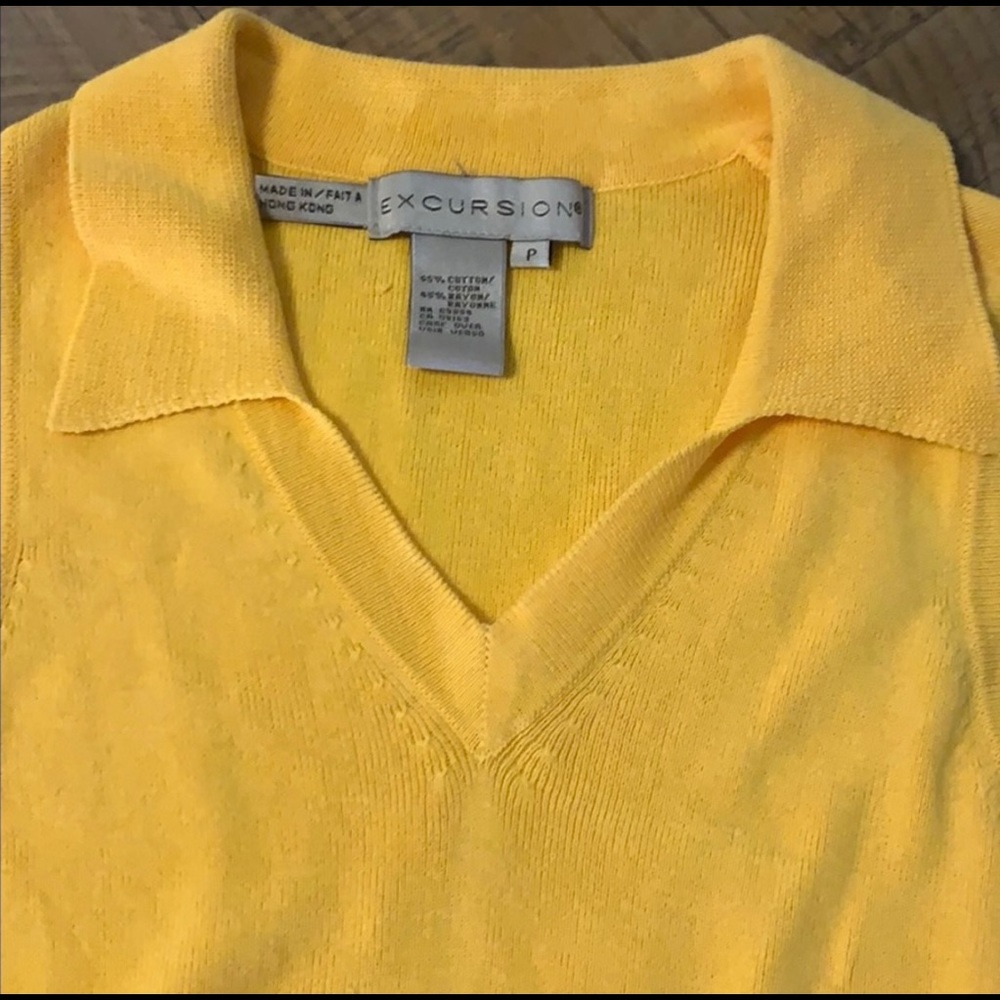 Excursion Vintage Retro Yellow Collared Top - Picture 4 of 5